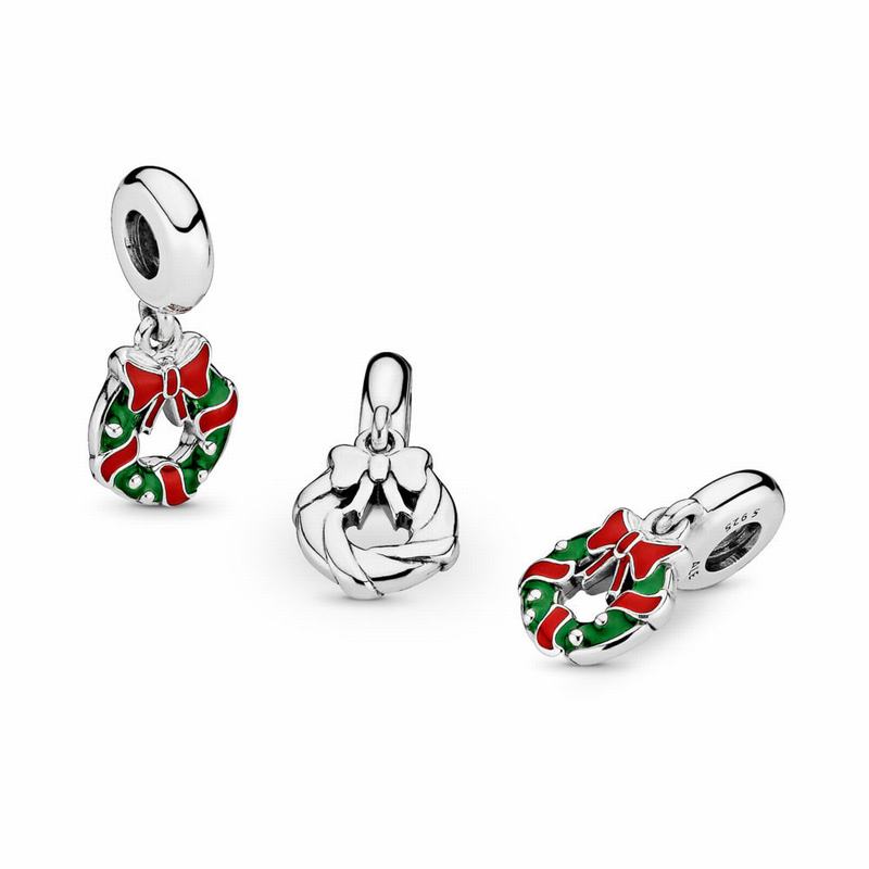 Pandora Australia Holiday Wreath Dangle Charm - Sterling Silver | TVQCRN816